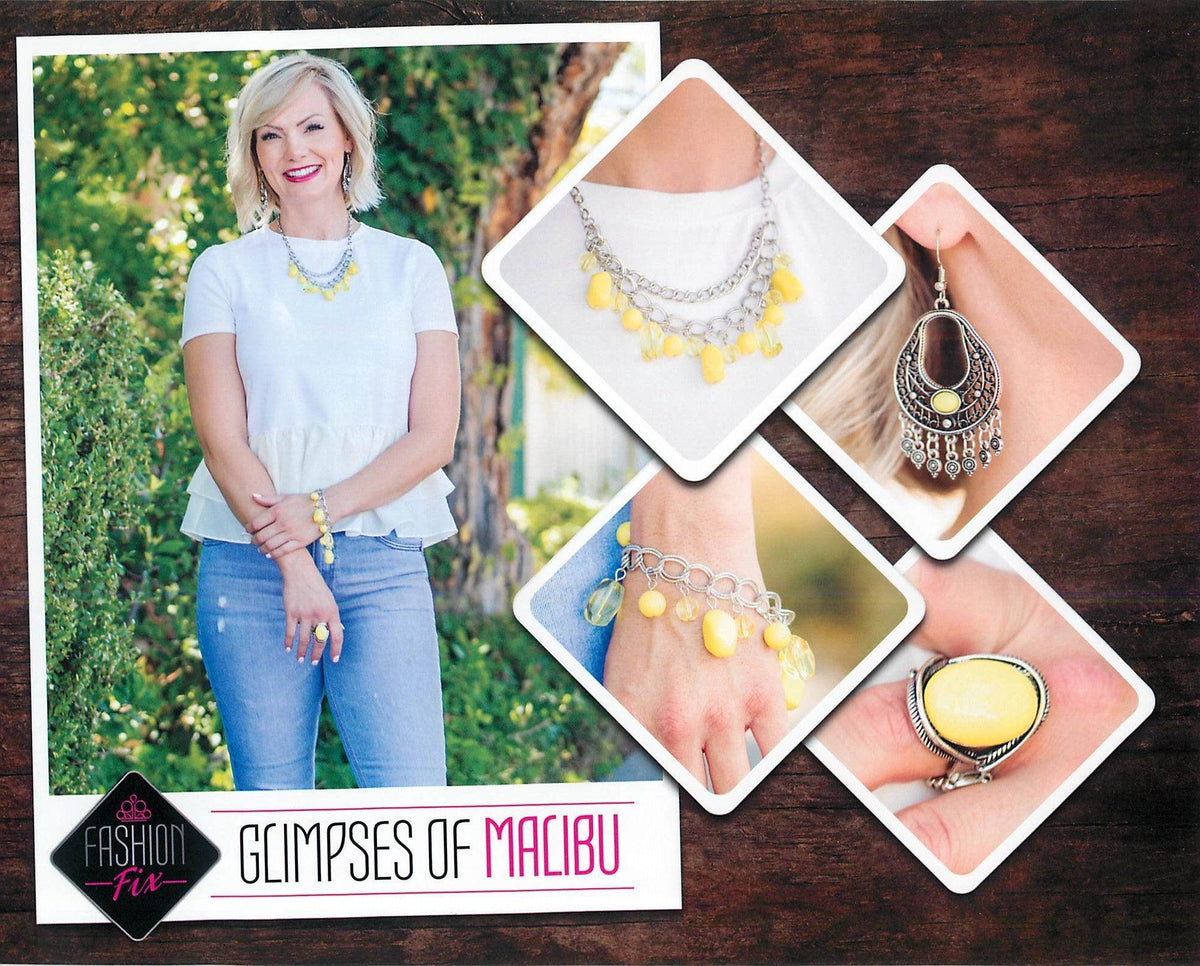 Glimpses of Malibu Set - August 2018 - Paparazzi Accessories- Set Collage - CarasShop.com - Paparazzi Jewelry by Cara Jewels