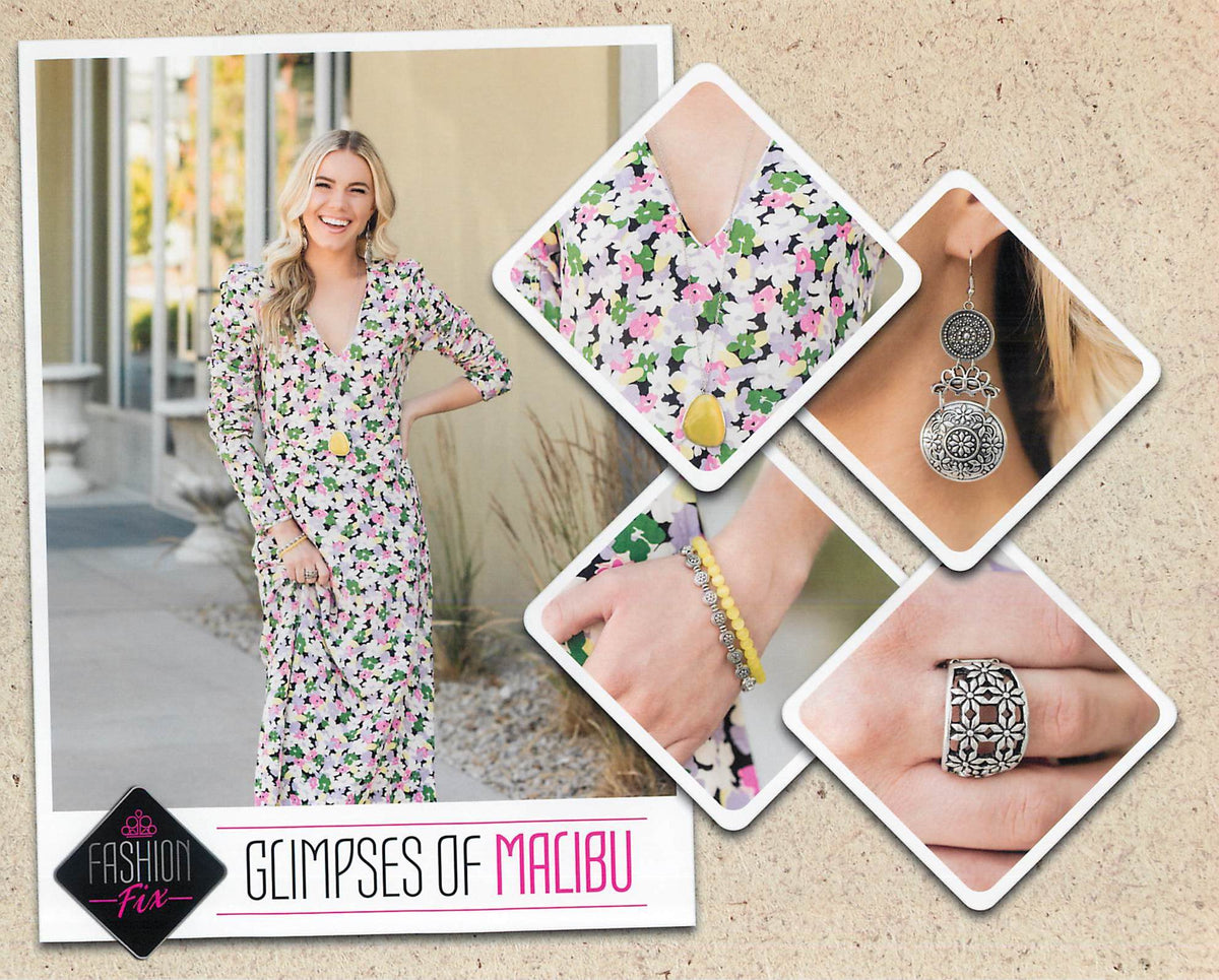Glimpses of Malibu Set - August 2020 - Paparazzi Accessories- Set Collage - CarasShop.com - Paparazzi Jewelry by Cara Jewels