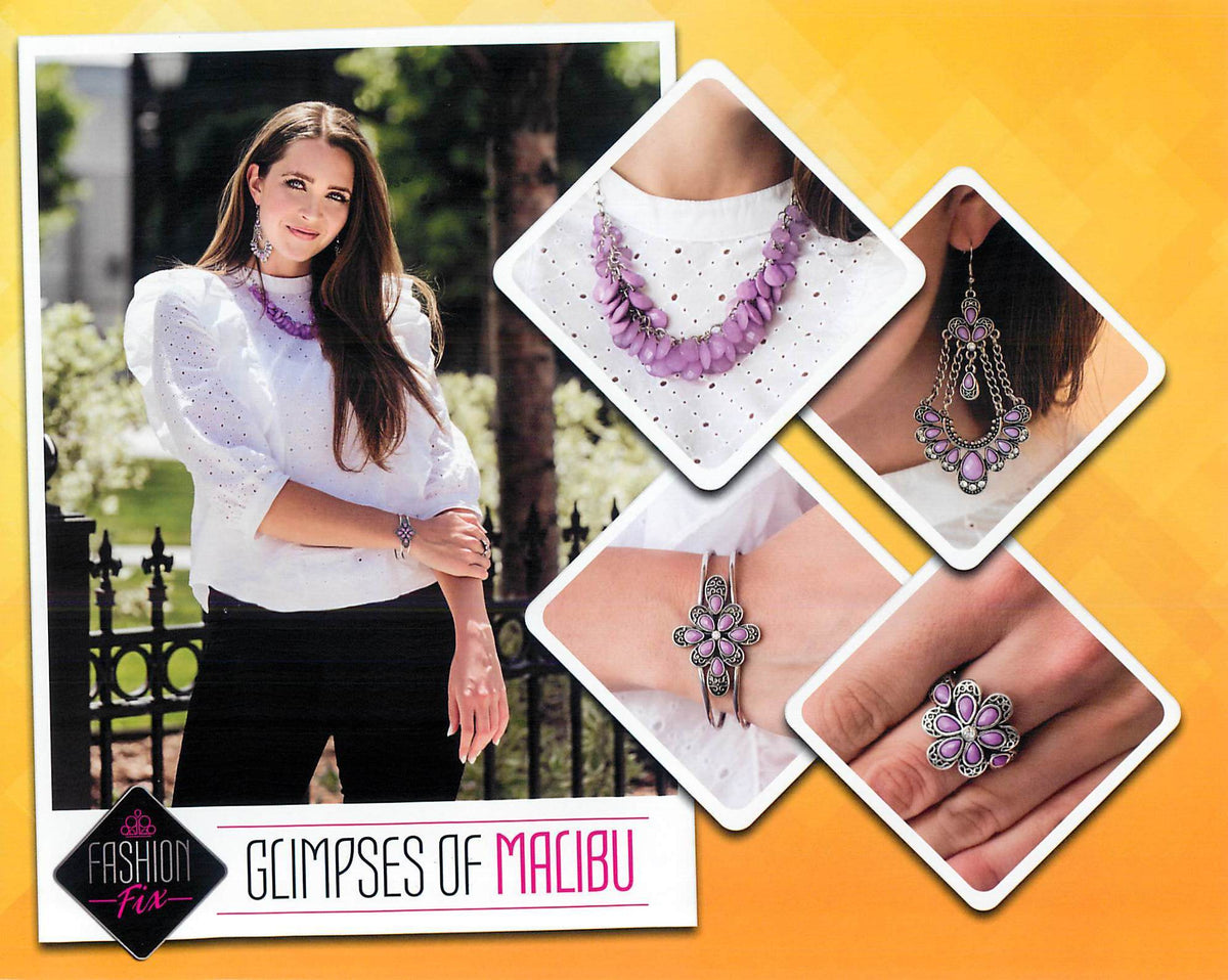 Glimpses of Malibu Set - July 2020 - Paparazzi Accessories- Set Collage - CarasShop.com - Paparazzi Jewelry by Cara Jewels