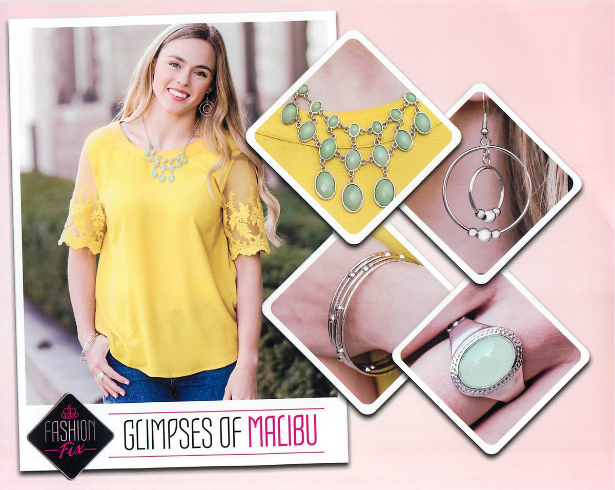 Glimpses of Malibu Set - May 2019 - Paparazzi Accessories- Set Collage - CarasShop.com - Paparazzi Jewelry by Cara Jewels
