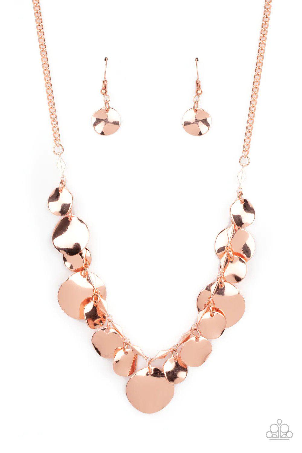 GLISTEN Closely Copper Necklace - Paparazzi Accessories- lightbox - CarasShop.com - Paparazzi Jewelry by Cara Jewels