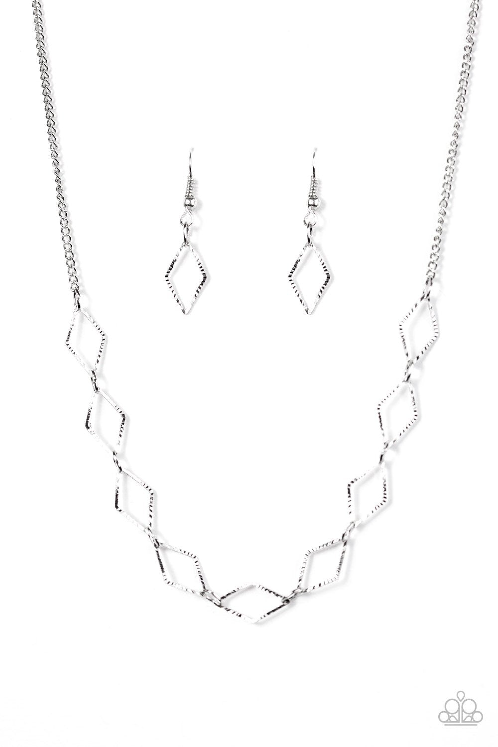 Glisten To Me Silver Necklace - Paparazzi Accessories - free matching earrings -CarasShop.com - Paparazzi Jewelry by Cara Jewels