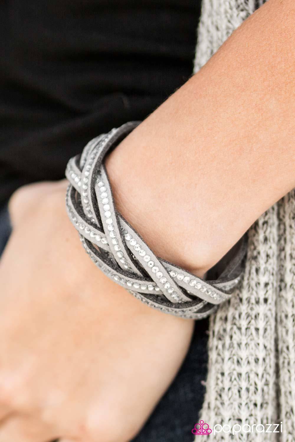 Glitter Patrol Silver Braided Urban Wrap Snap Bracelet - Paparazzi Accessories- lightbox - CarasShop.com - Paparazzi Jewelry by Cara Jewels
