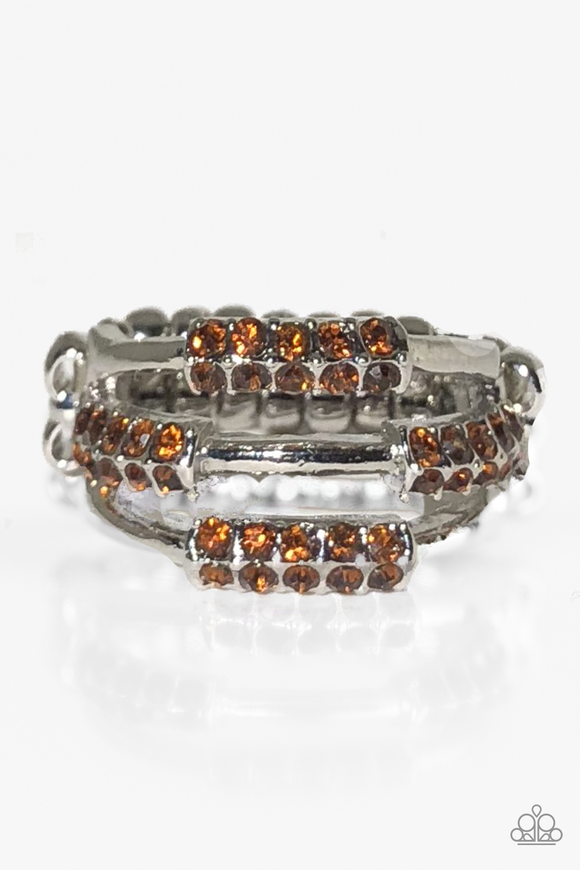 Glitter-topia Silver and Orange Gem Ring - Paparazzi Accessories- lightbox - CarasShop.com - Paparazzi Jewelry by Cara Jewels