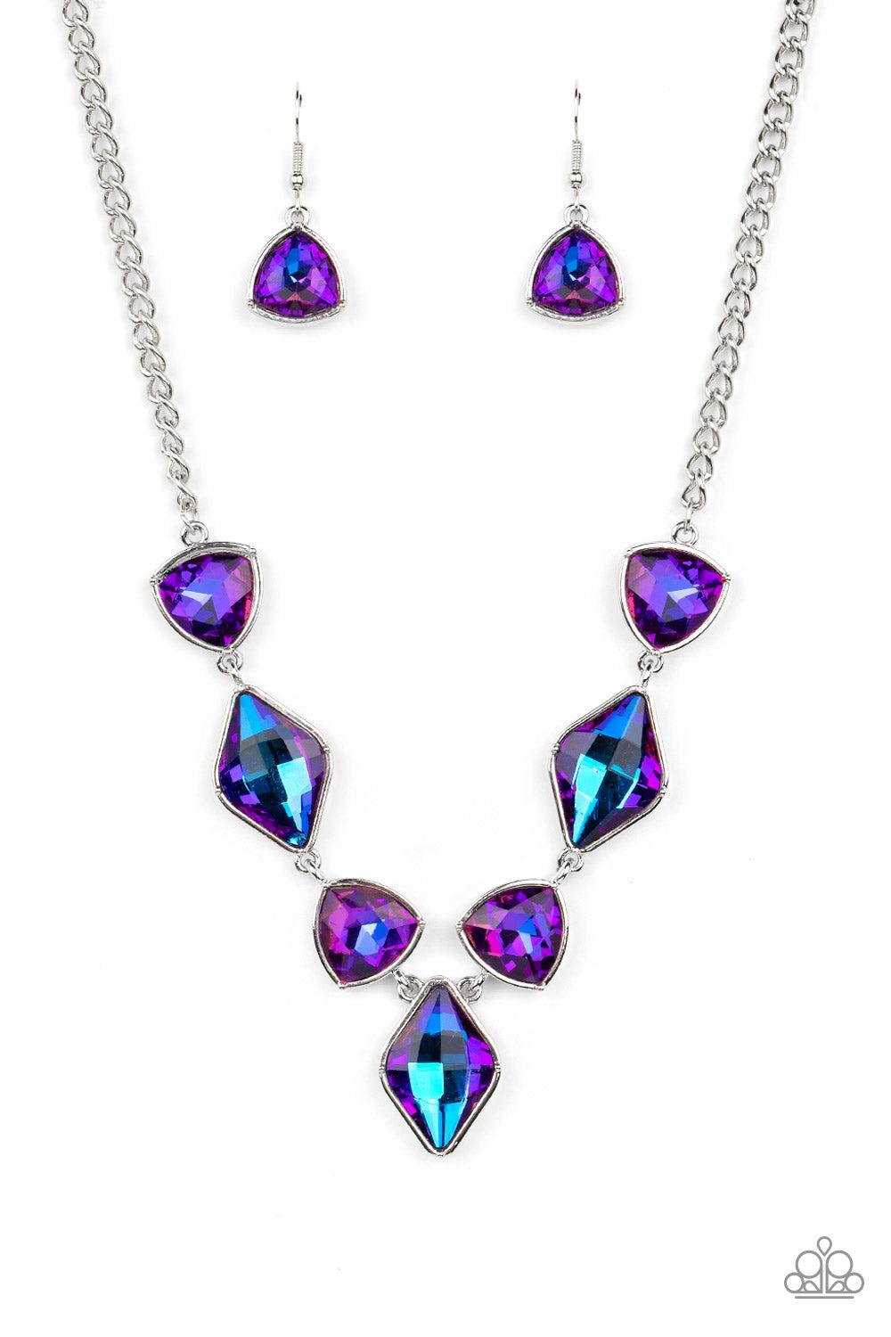 Glittering Geometrics Purple Necklace - Paparazzi Accessories- lightbox - CarasShop.com - Paparazzi Jewelry by Cara Jewels