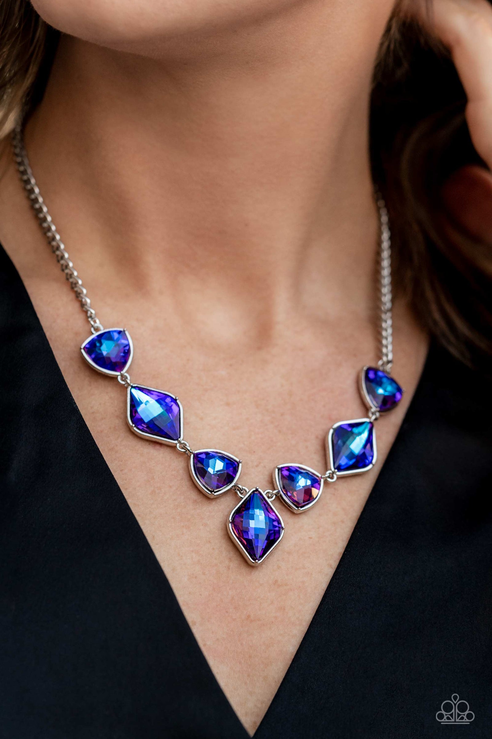 Glittering Geometrics Purple Necklace - Paparazzi Accessories- lightbox - CarasShop.com - Paparazzi Jewelry by Cara Jewels