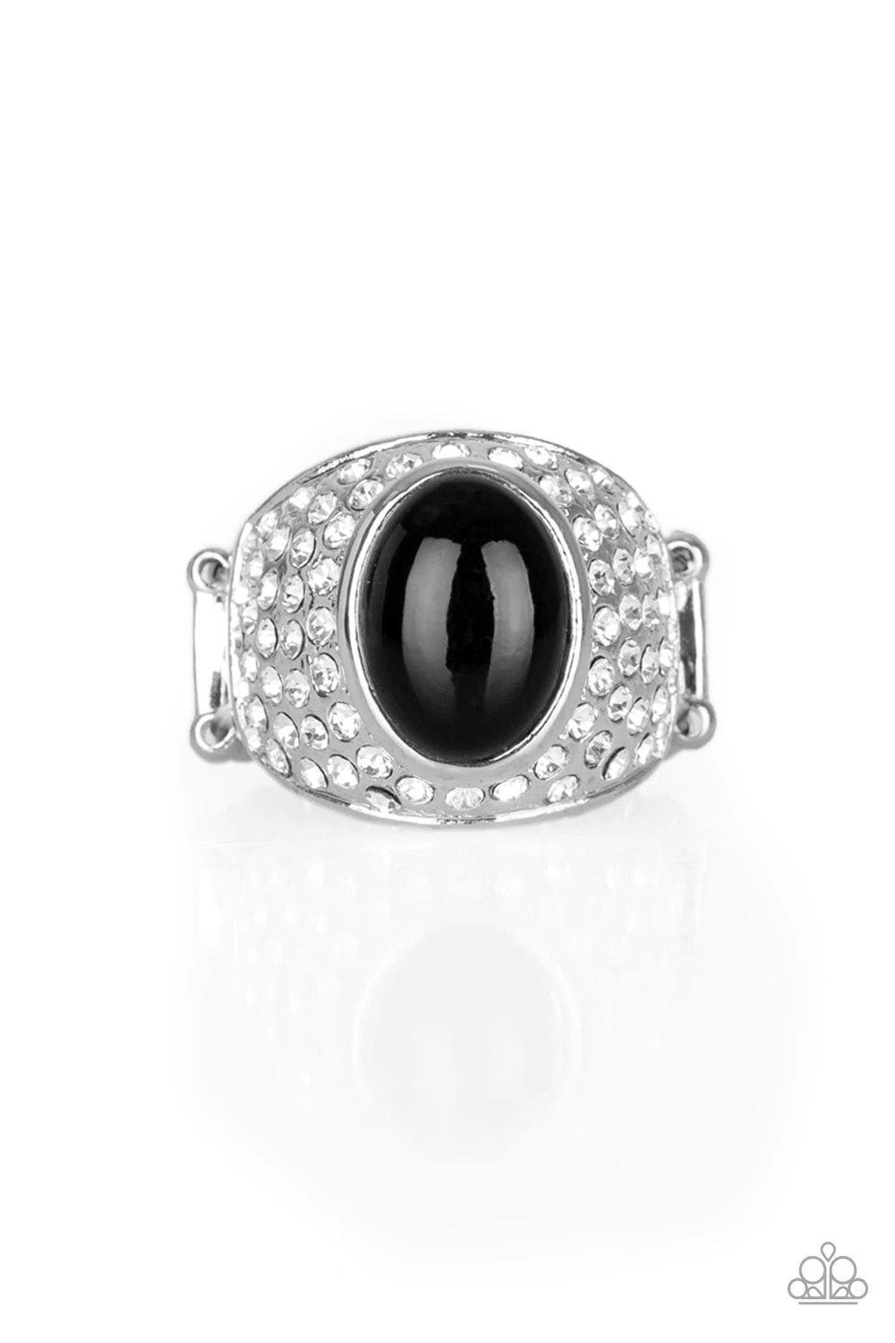 Glittering Go-Getter Black Ring - Paparazzi Accessories- lightbox - CarasShop.com - Paparazzi Jewelry by Cara Jewels