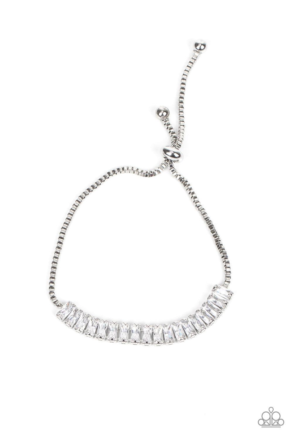 Glitz and Glimmer White Rhinestone Slide Bracelet - Paparazzi Accessories- lightbox - CarasShop.com - Paparazzi Jewelry by Cara Jewels