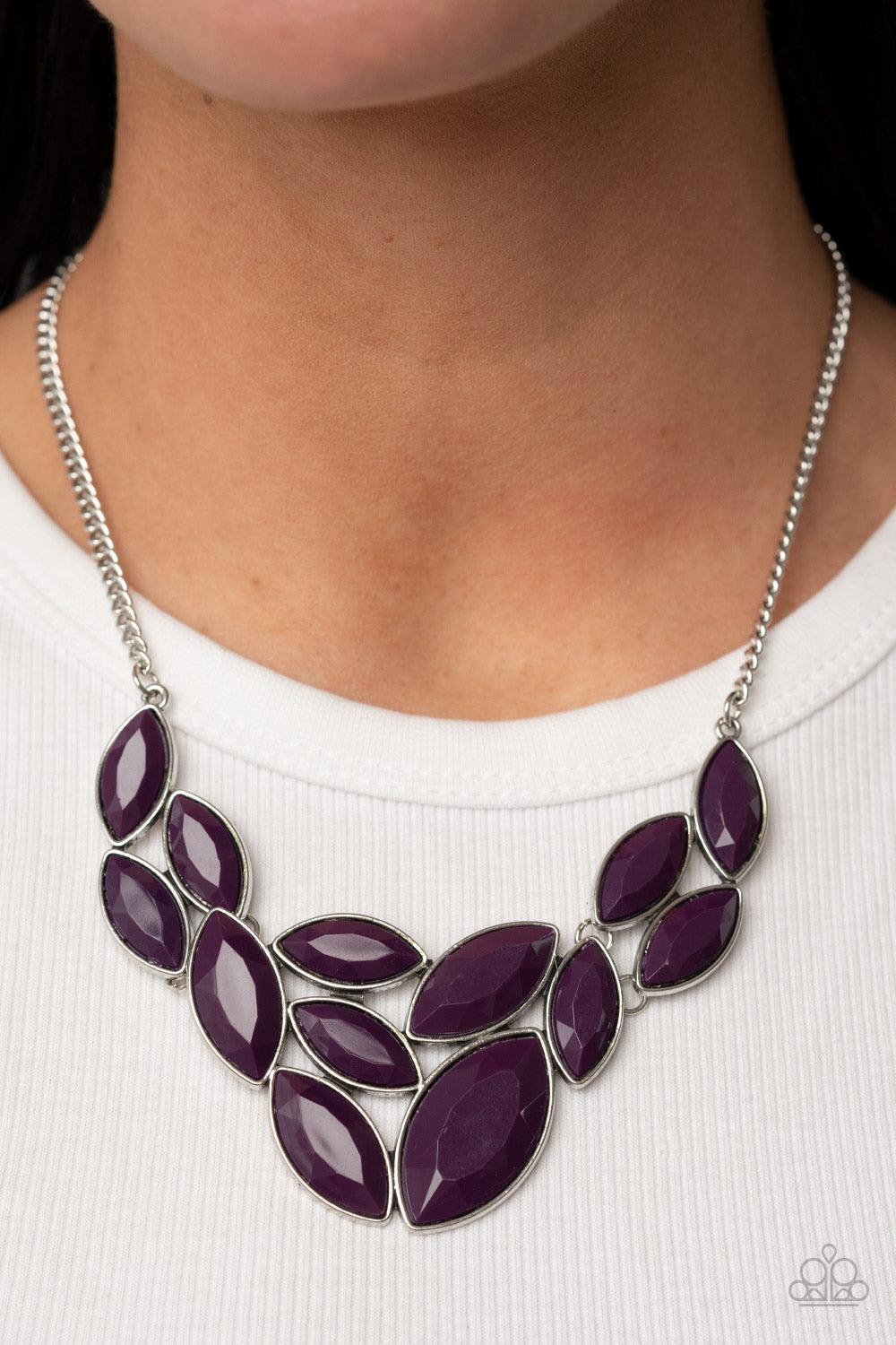 Glitzy Goddess Plum Purple Necklace - Paparazzi Accessories- on model - CarasShop.com - Paparazzi Jewelry by Cara Jewels