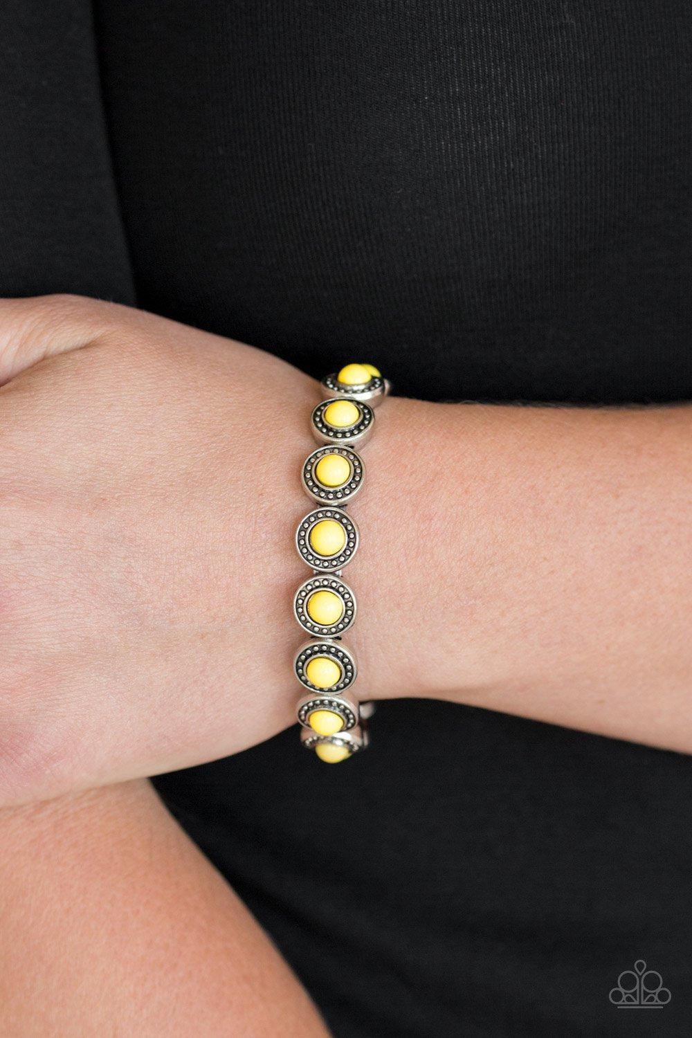 Globetrotter Goals Yellow Bracelet - Paparazzi Accessories- lightbox - CarasShop.com - Paparazzi Jewelry by Cara Jewels