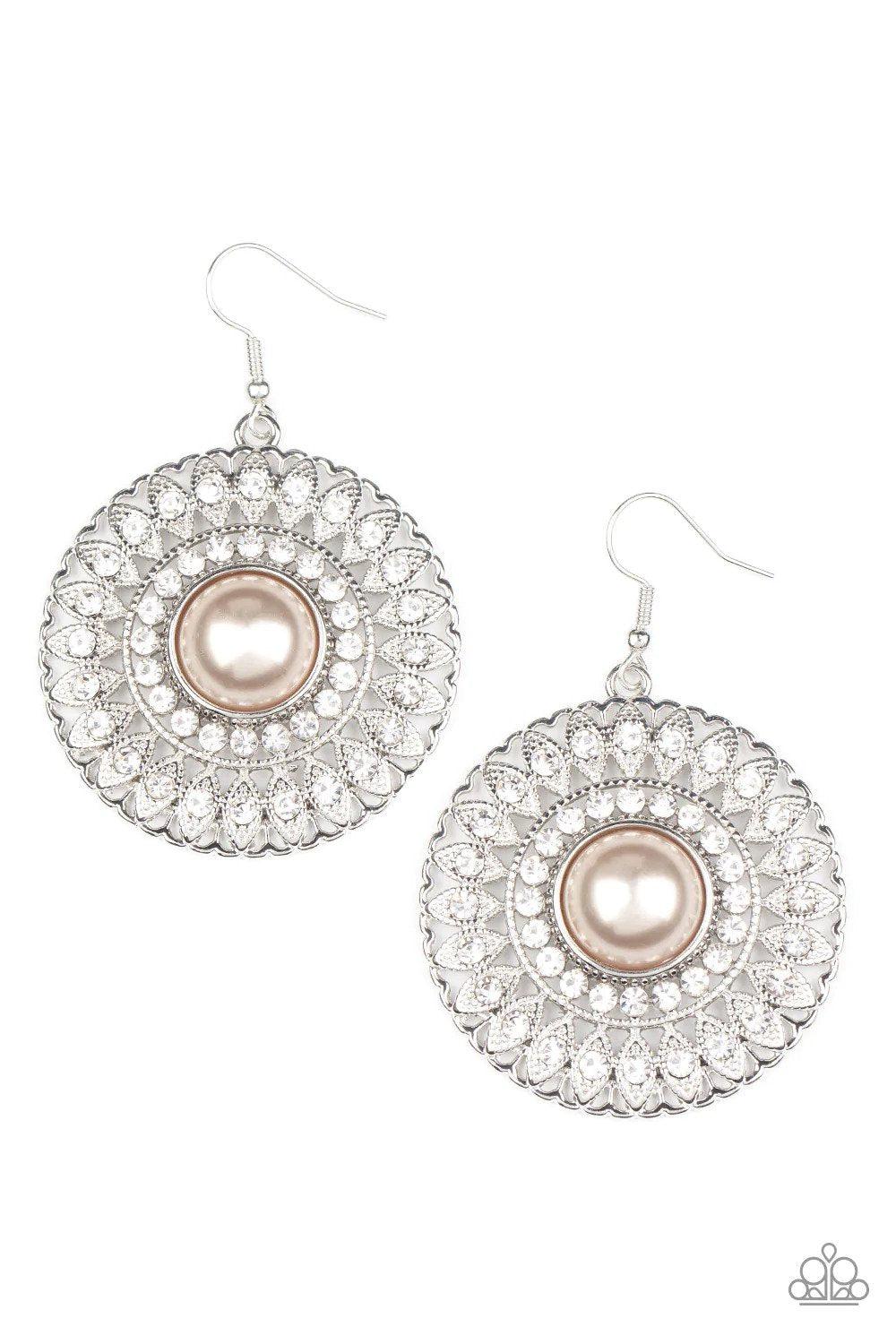 Glorified Glitz Brown Earrings - Paparazzi Accessories- lightbox - CarasShop.com - Paparazzi Jewelry by Cara Jewels