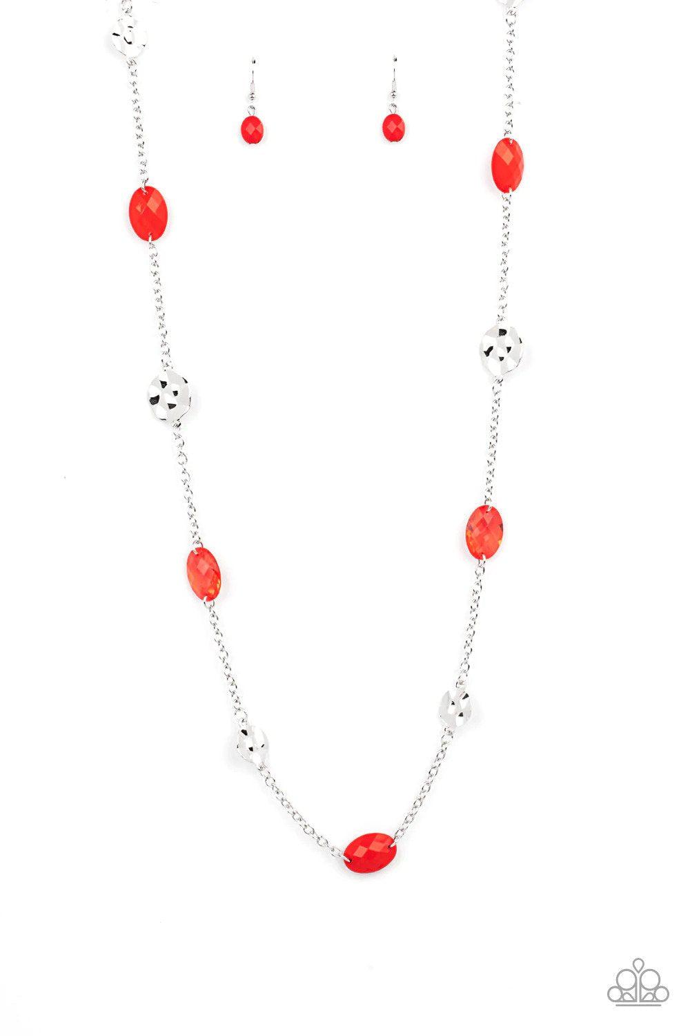 Glossy Glamorous Red Necklace - Paparazzi Accessories- lightbox - CarasShop.com - Paparazzi Jewelry by Cara Jewels