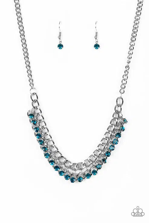 Glow and Grind Blue Necklace - Paparazzi Accessories- lightbox - CarasShop.com - Paparazzi Jewelry by Cara Jewels