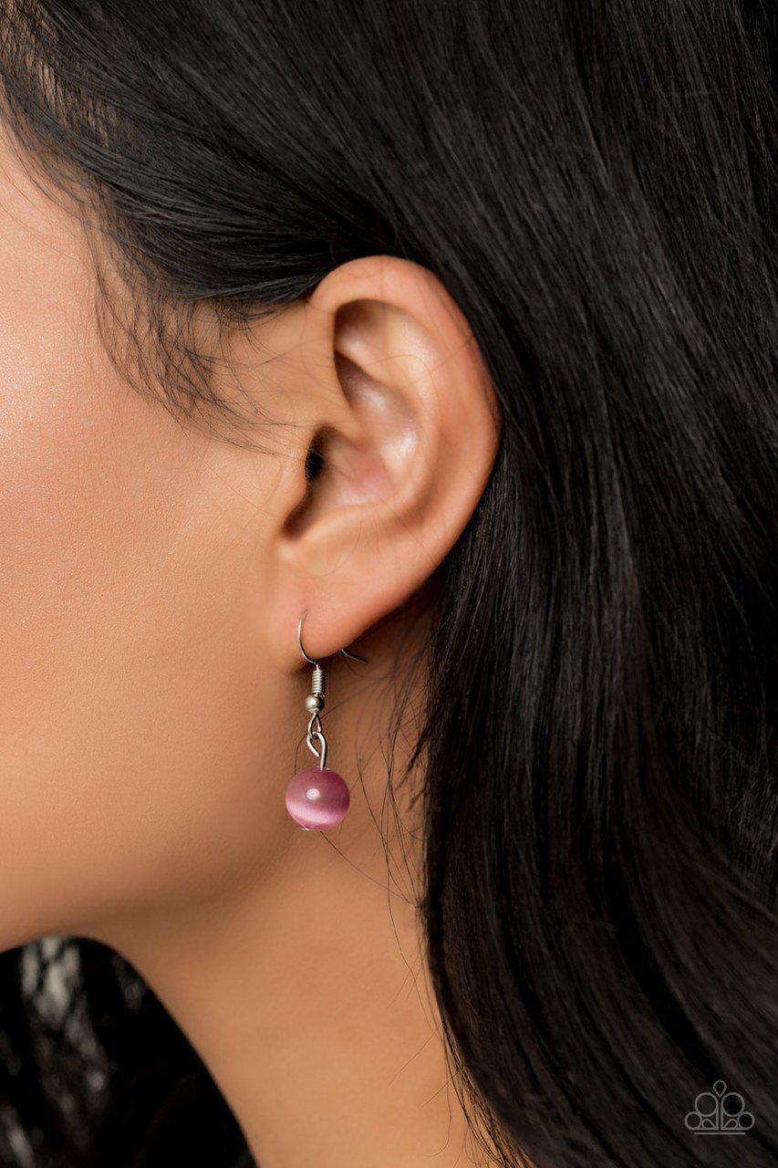 Glow and Tell Pink Teardrop Moonstone Necklace - Paparazzi Accessories- on model - CarasShop.com - Paparazzi Jewelry by Cara Jewels