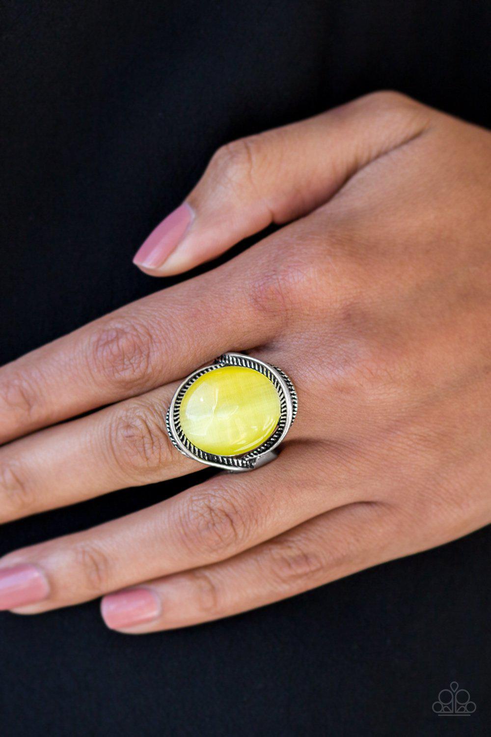 Glow But Sure Yellow Moonstone Ring - Paparazzi Accessories- lightbox - CarasShop.com - Paparazzi Jewelry by Cara Jewels