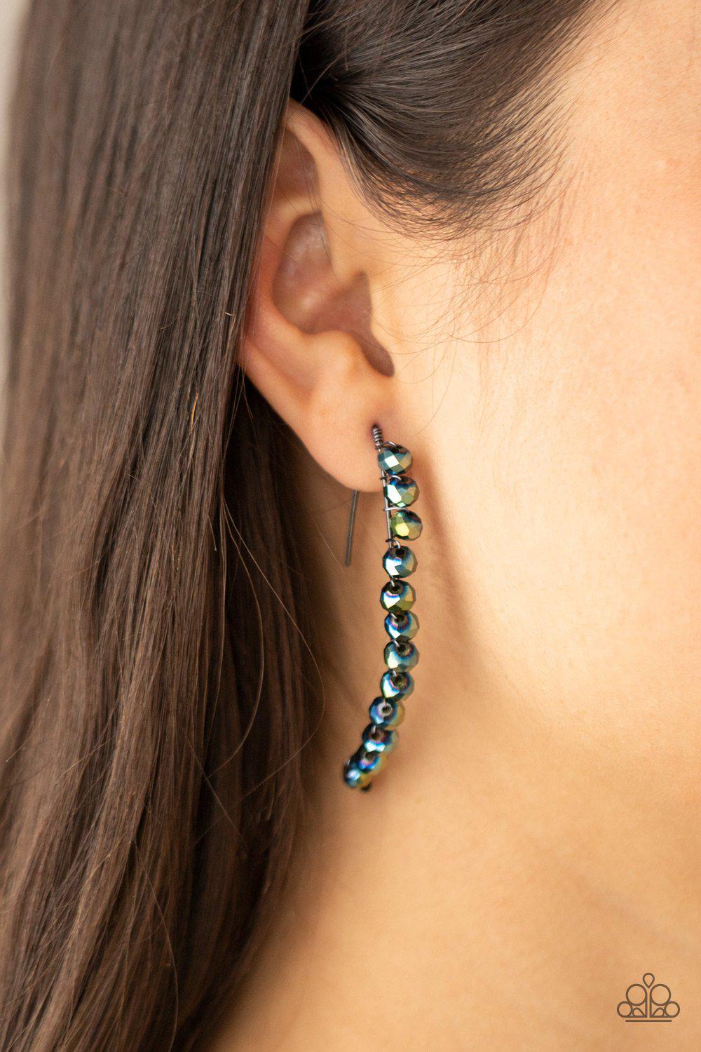 GLOW Hanging Fruit Multi Iridescent Blue Rhinestone Post Earrings - Paparazzi Accessories- lightbox - CarasShop.com - Paparazzi Jewelry by Cara Jewels