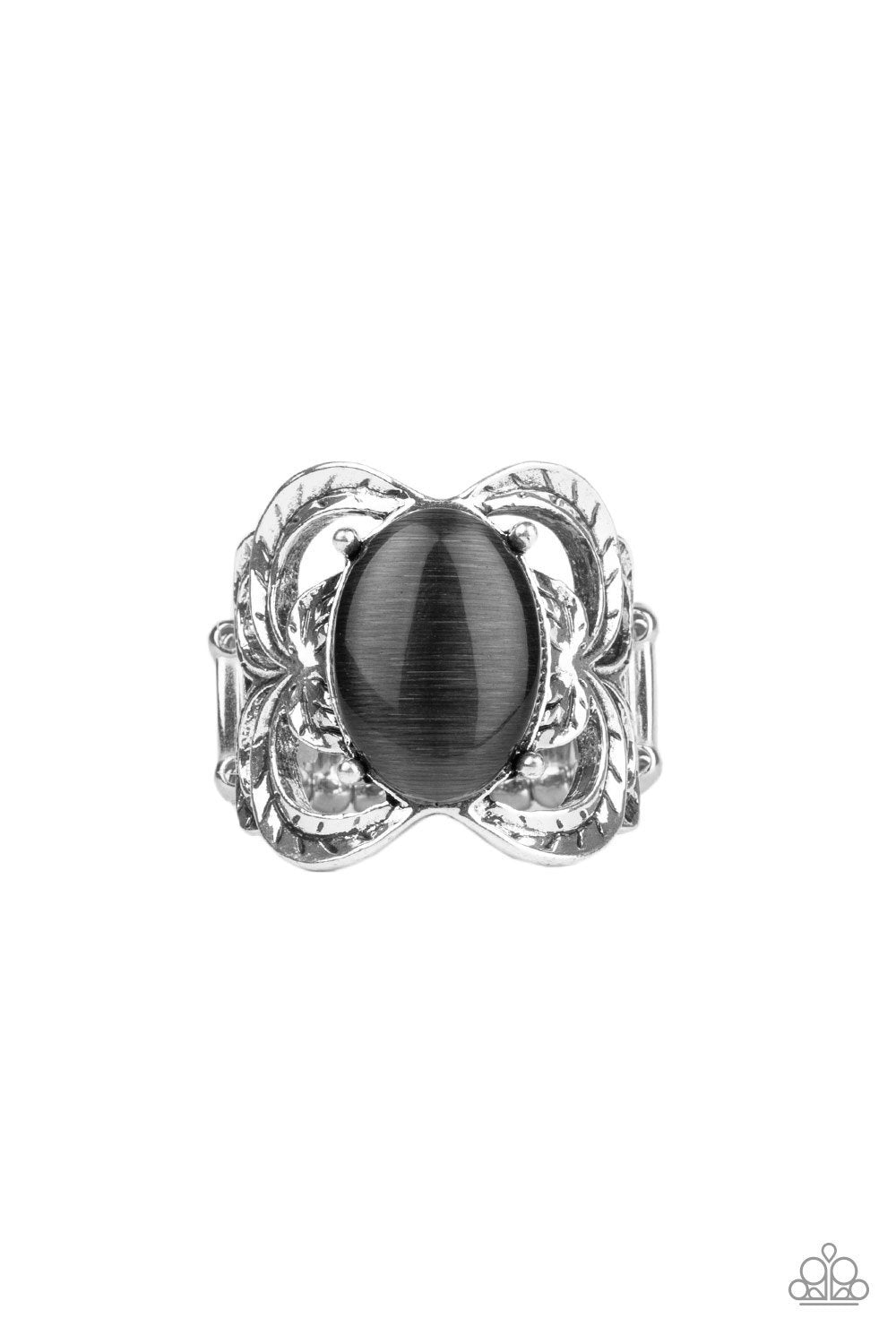 Go For Glow Black Moonstone Ring - Paparazzi Accessories- lightbox - CarasShop.com - Paparazzi Jewelry by Cara Jewels