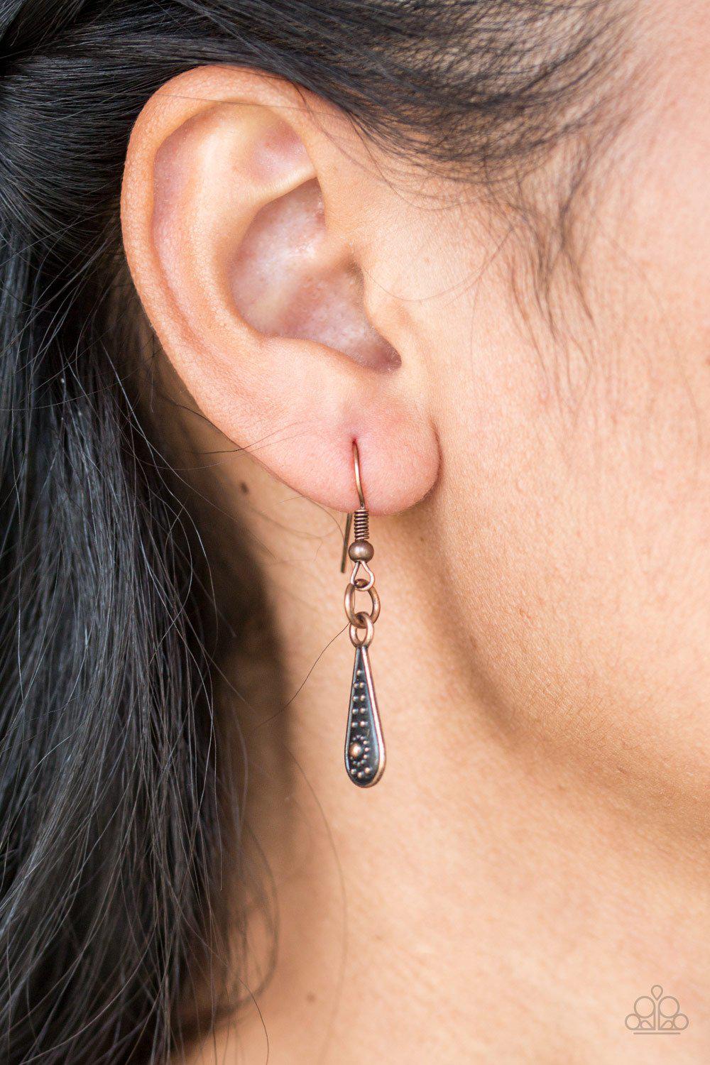 Go STEER-Crazy Copper Necklace - Paparazzi Accessories - free matching earrings -CarasShop.com - Paparazzi Jewelry by Cara Jewels