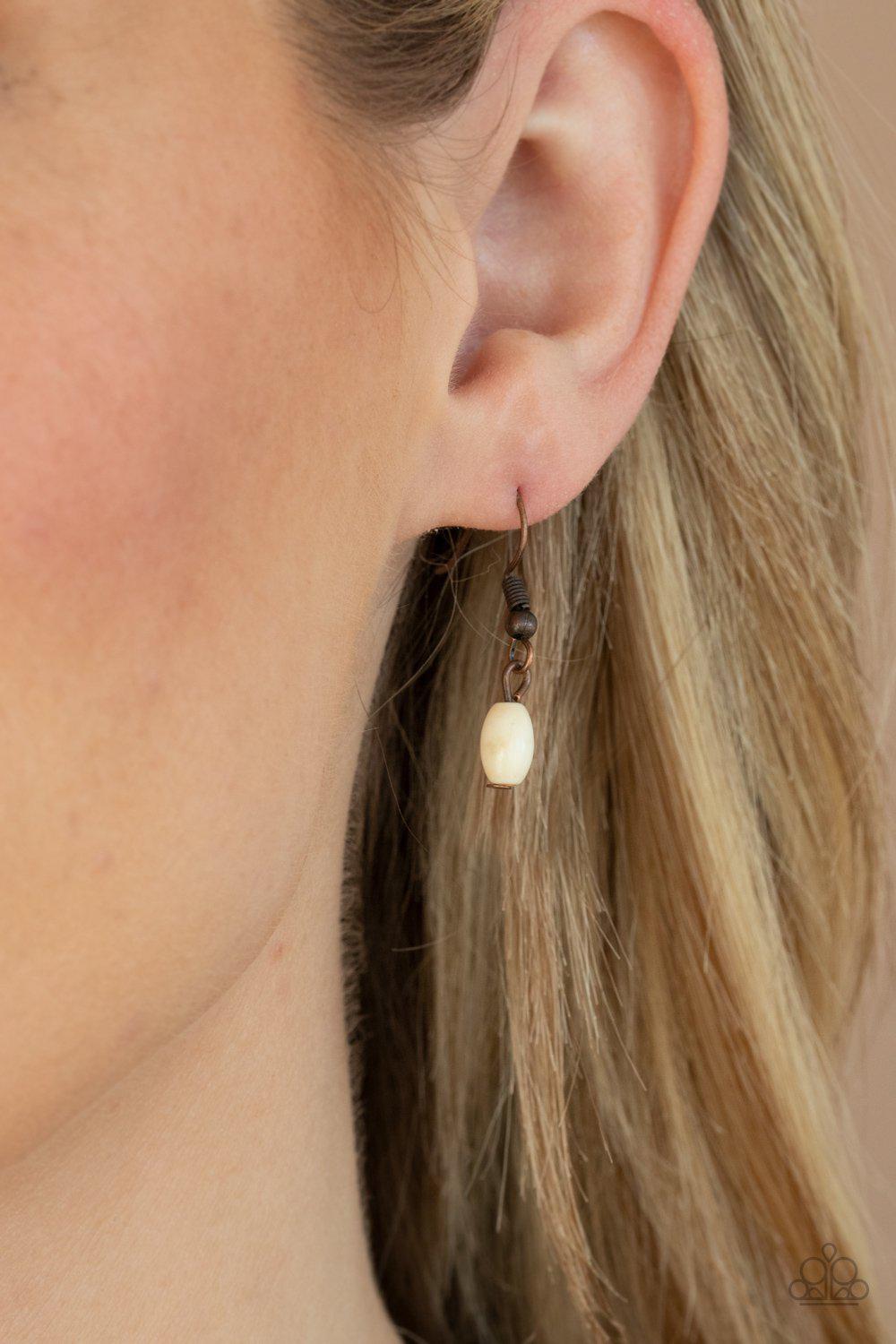 Go Tell It On The MESA Copper and White Stone Necklace - Paparazzi Accessories - free matching earrings -CarasShop.com - Paparazzi Jewelry by Cara Jewels