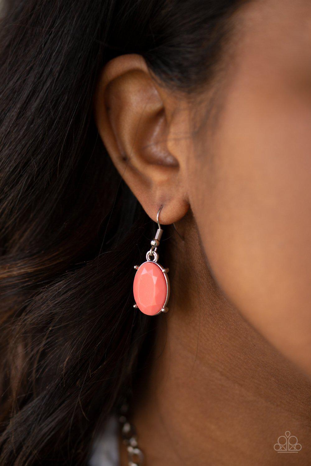 Goddess Glow Coral Bead Necklace - Paparazzi Accessories - free matching earrings -CarasShop.com - Paparazzi Jewelry by Cara Jewels