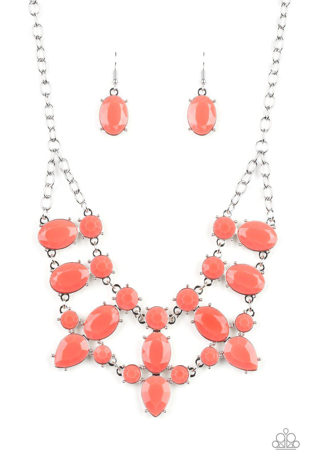 Goddess Glow Coral Bead Necklace - Paparazzi Accessories- on model - CarasShop.com - Paparazzi Jewelry by Cara Jewels