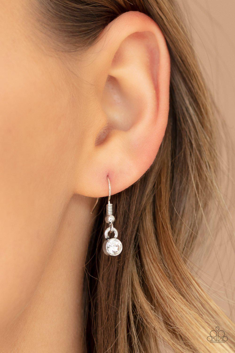 Going For GLAM-ma White and Silver Necklace - Paparazzi Accessories - free matching earrings -CarasShop.com - Paparazzi Jewelry by Cara Jewels