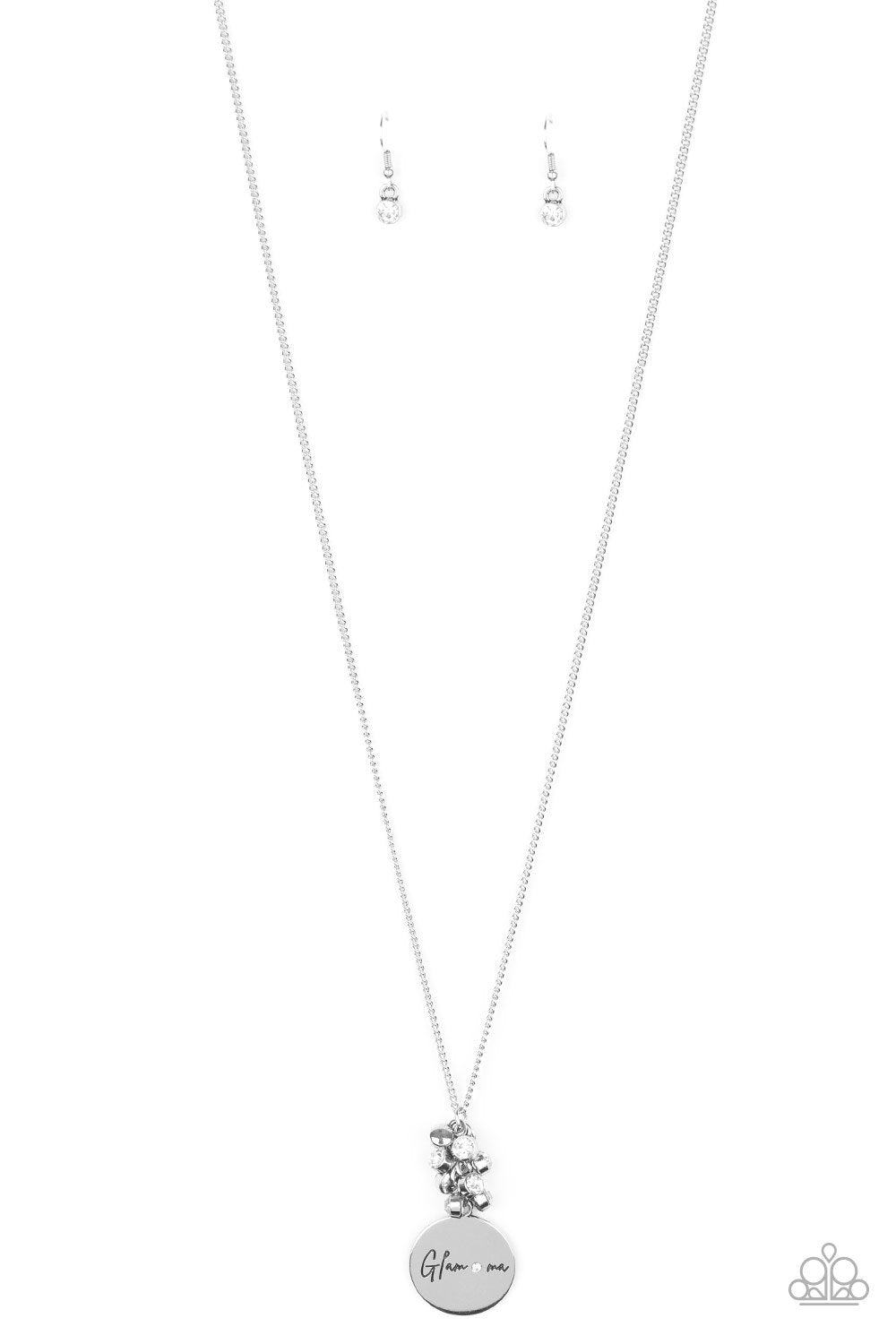 Going For GLAM-ma White and Silver Necklace - Paparazzi Accessories- lightbox - CarasShop.com - Paparazzi Jewelry by Cara Jewels