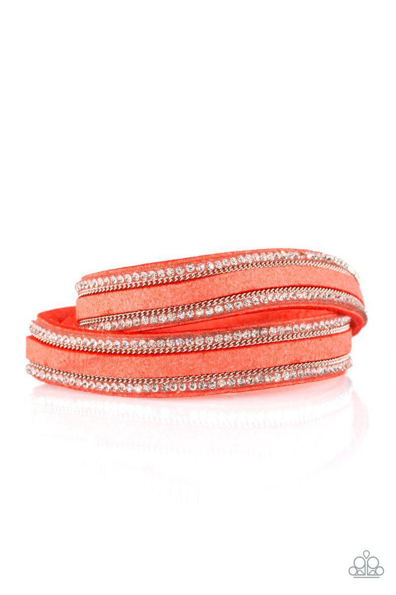 Going for Glam Orange Urban Double Wrap Snap Bracelet - Paparazzi Accessories- lightbox - CarasShop.com - Paparazzi Jewelry by Cara Jewels