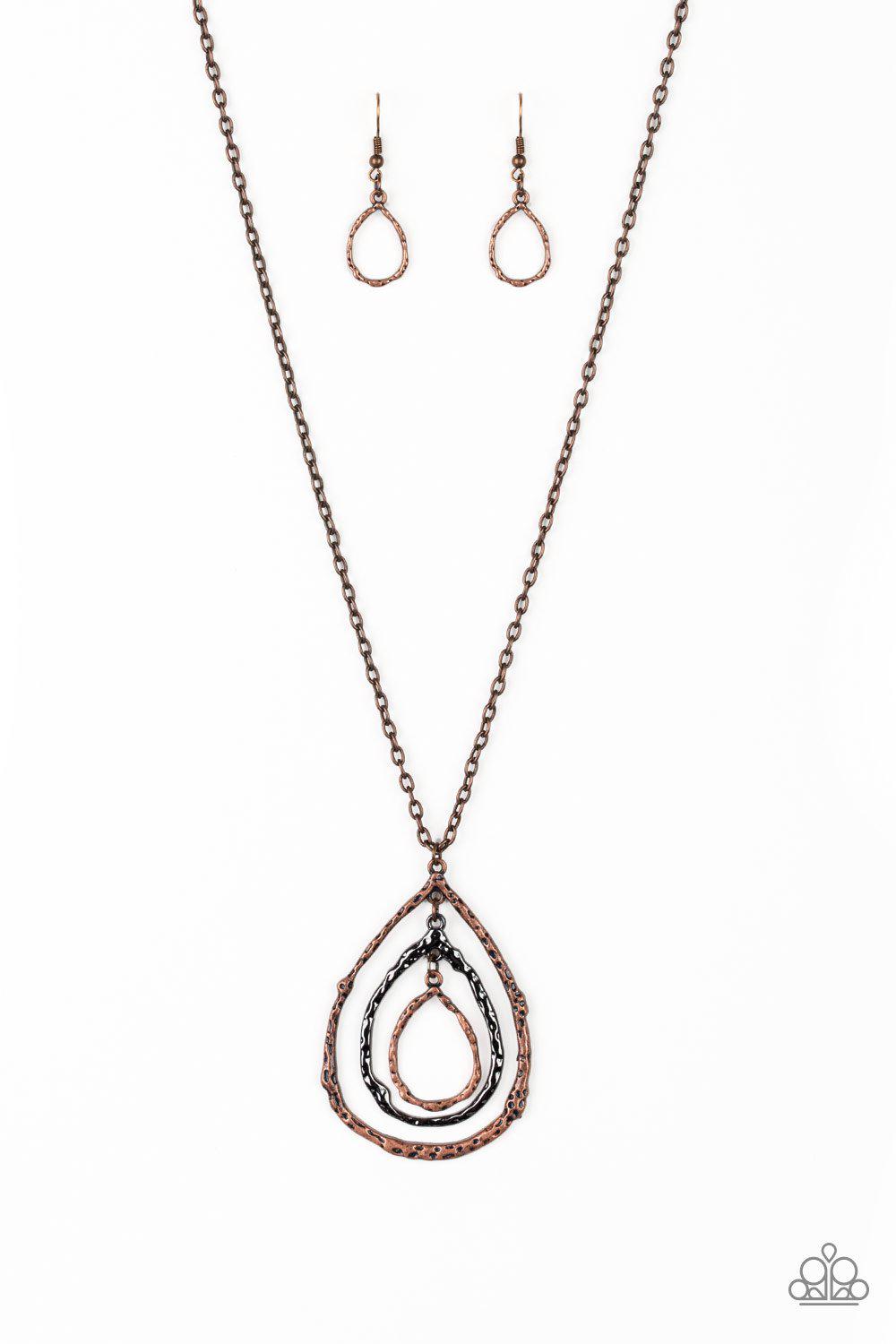 Going For Grit Copper Teardrop Necklace - Paparazzi Accessories- lightbox - CarasShop.com - Paparazzi Jewelry by Cara Jewels