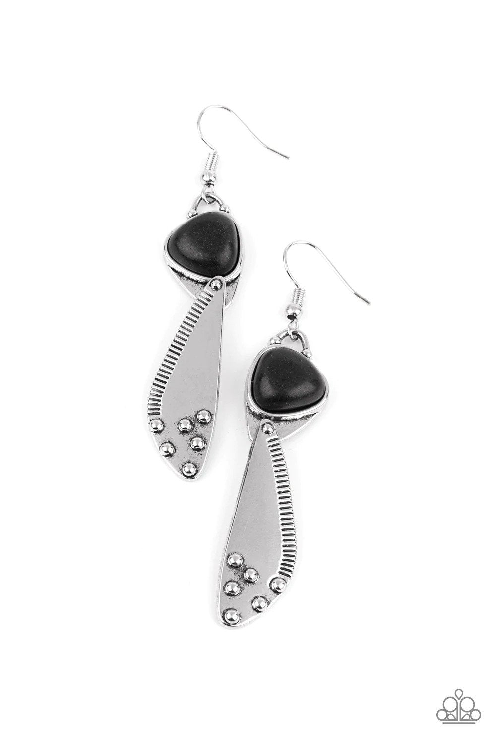 Going Green Goddess Black Earrings - Paparazzi Accessories- lightbox - CarasShop.com - Paparazzi Jewelry by Cara Jewels