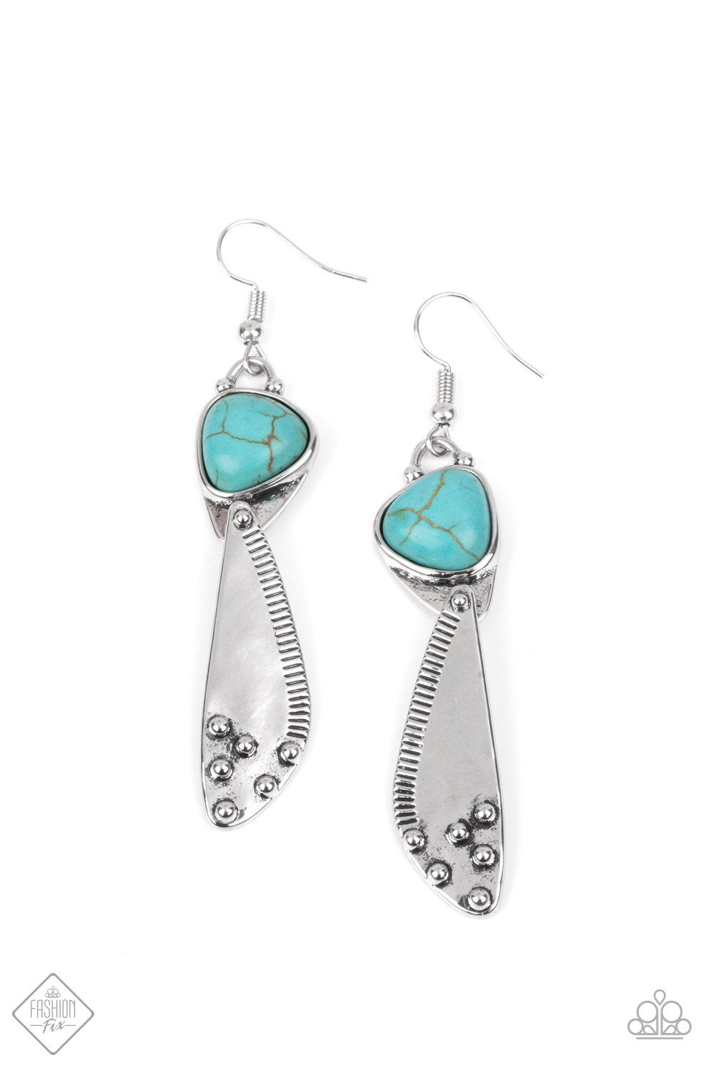 Going-Green Goddess Turquoise Blue and Silver Earrings - Paparazzi Accessories- lightbox - CarasShop.com - Paparazzi Jewelry by Cara Jewels