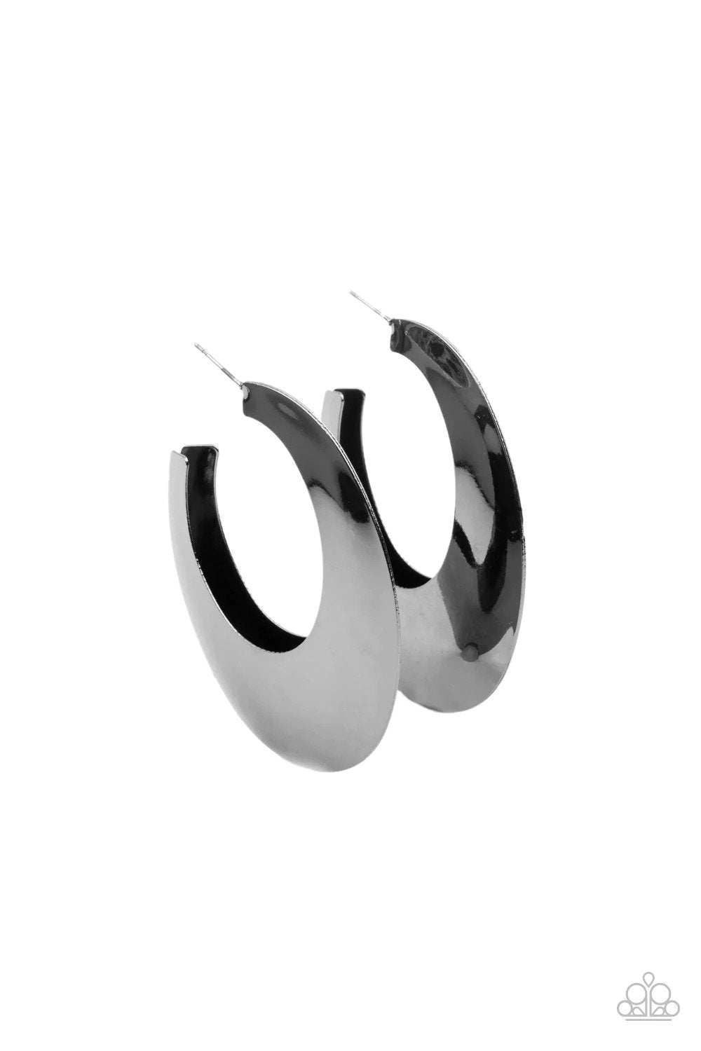 Going OVAL-board Black Hoop Earrings - Paparazzi Accessories- lightbox - CarasShop.com - Paparazzi Jewelry by Cara Jewels