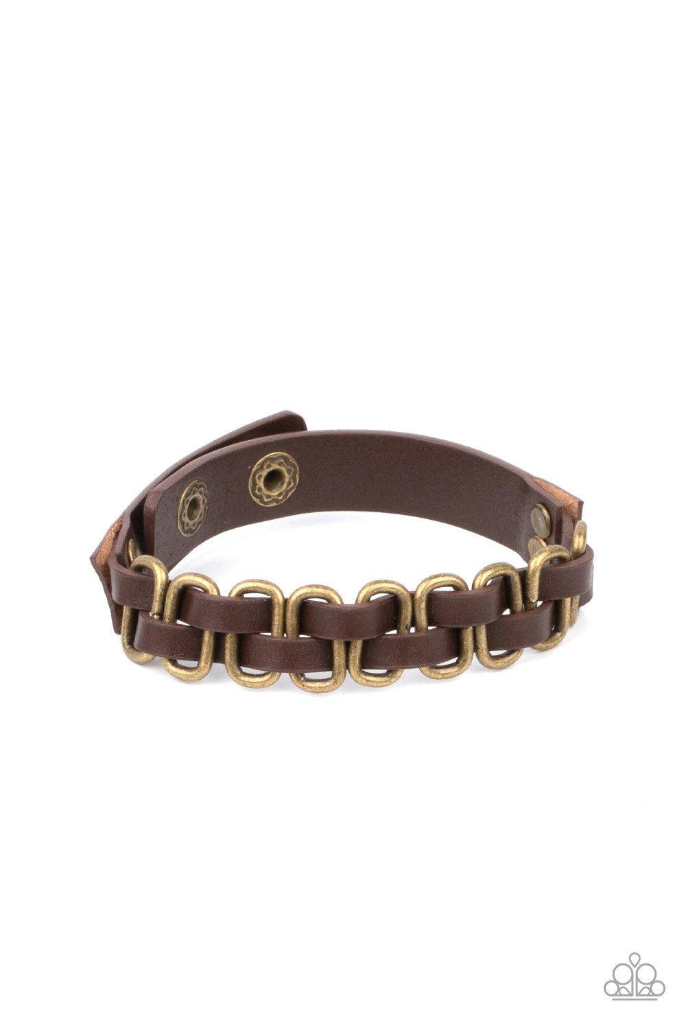 Gone Rogue Brass Bracelet - Paparazzi Accessories- lightbox - CarasShop.com - Paparazzi Jewelry by Cara Jewels