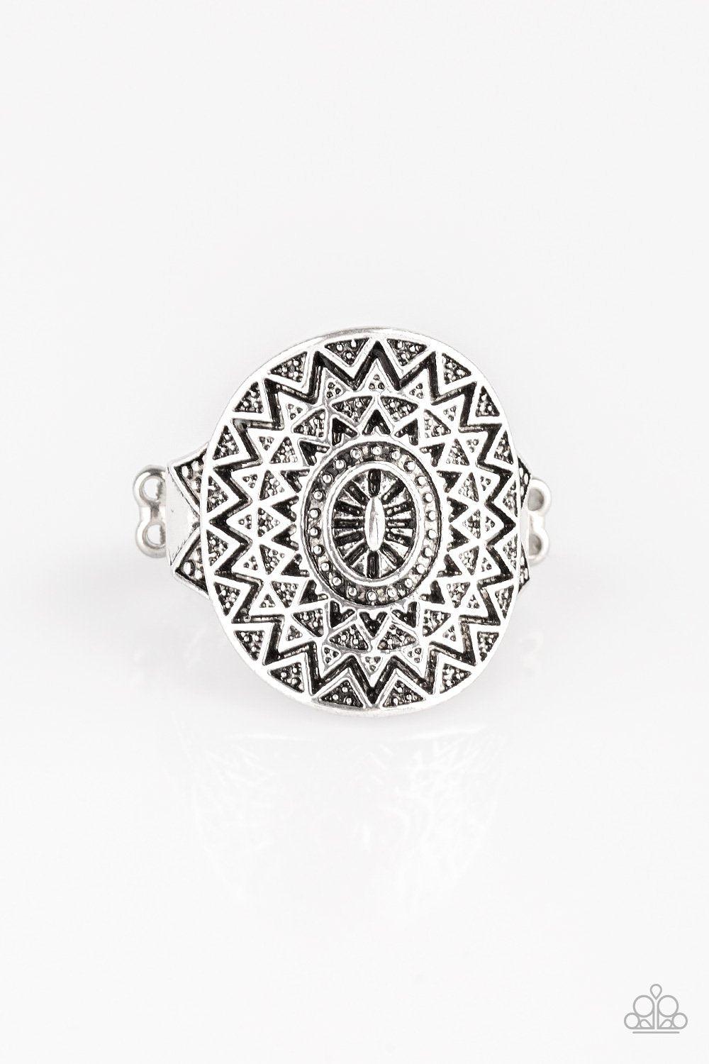 Good For The SOL Silver Ring - Paparazzi Accessories- on model - CarasShop.com - Paparazzi Jewelry by Cara Jewels