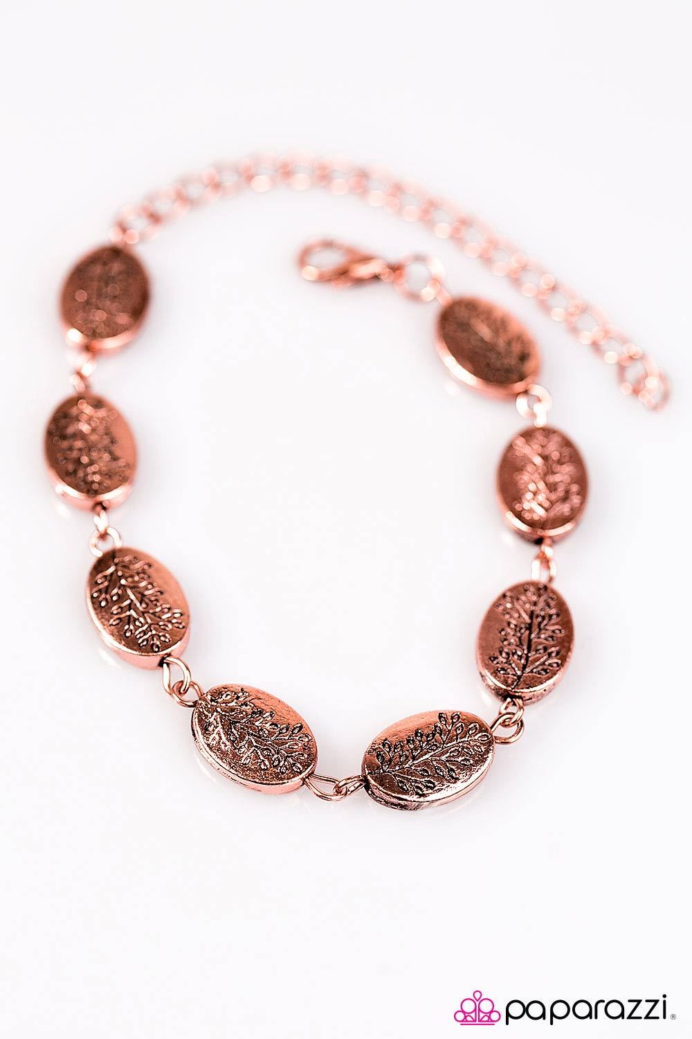 Good Things Come In Trees Copper Bracelet - Paparazzi Accessories- on model - CarasShop.com - Paparazzi Jewelry by Cara Jewels