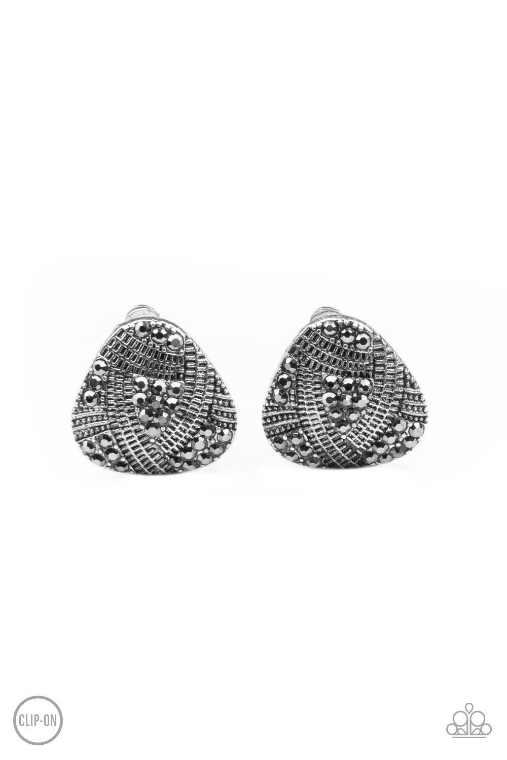 Gorgeously Galleria Silver Clip-on Earrings - Paparazzi Accessories- lightbox - CarasShop.com - Paparazzi Jewelry by Cara Jewels