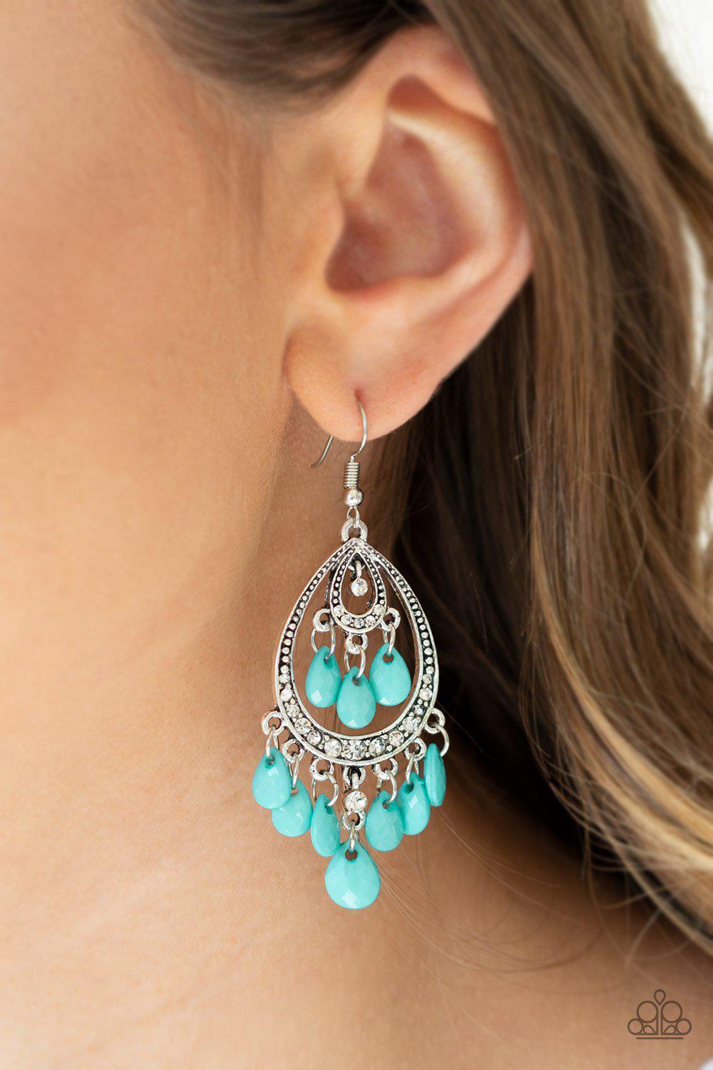 Gorgeously Genie Blue and Silver Earrings - Paparazzi Accessories- lightbox - CarasShop.com - Paparazzi Jewelry by Cara Jewels
