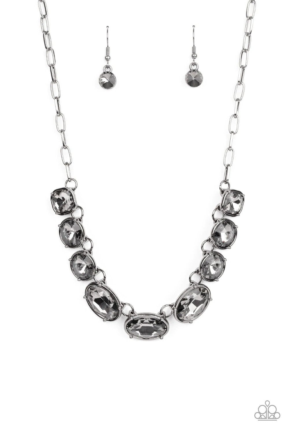 Gorgeously Glacial Black Necklace - Paparazzi Accessories- lightbox - CarasShop.com - Paparazzi Jewelry by Cara Jewels