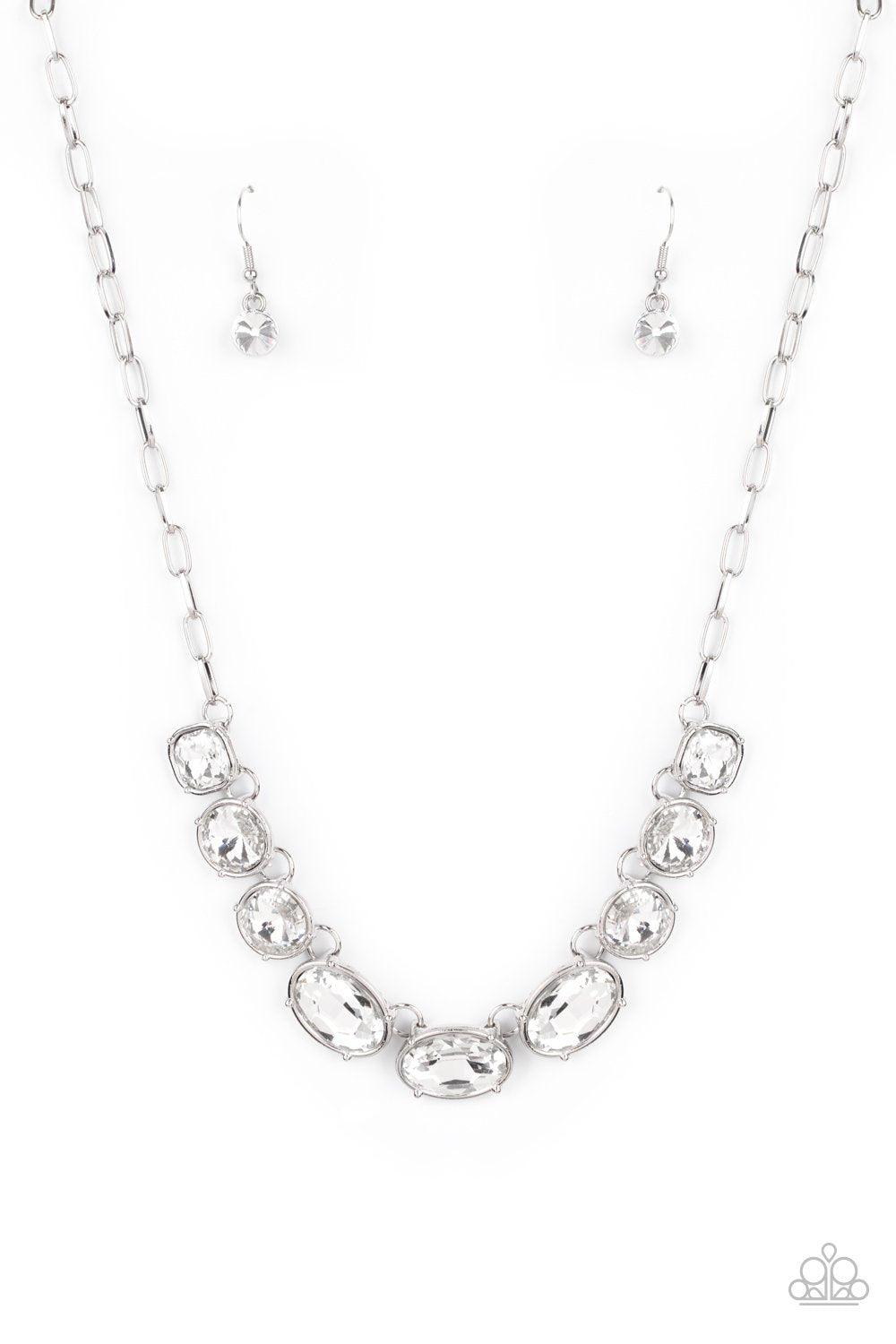 Gorgeously Glacial White Rhinestone Necklace - Paparazzi Accessories- lightbox - CarasShop.com - Paparazzi Jewelry by Cara Jewels