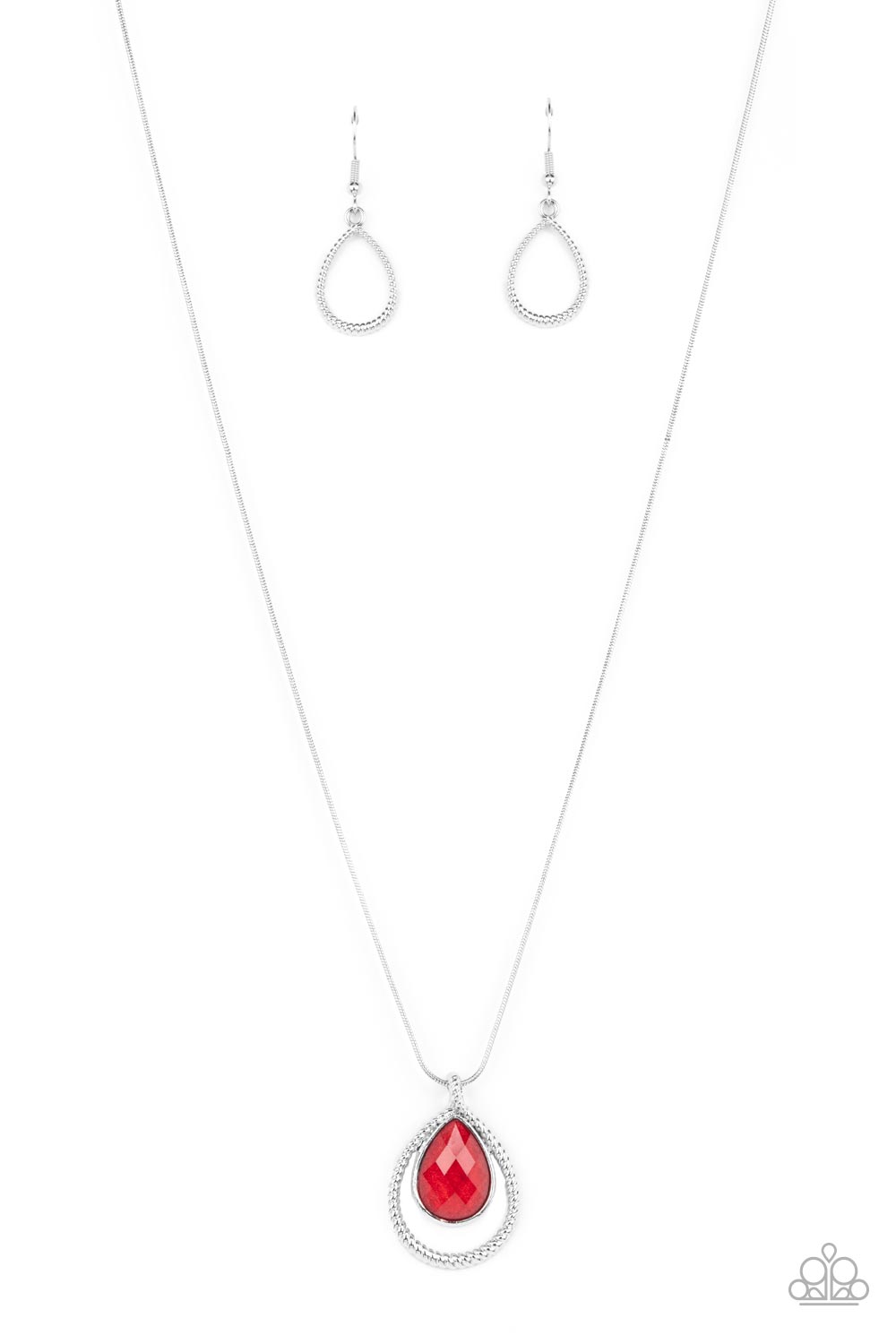 Gorgeously Glimmering Red Gem Necklace - Paparazzi Accessories- lightbox - CarasShop.com - Paparazzi Jewelry by Cara Jewels