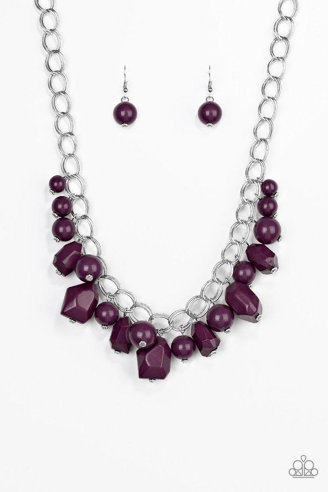 Gorgeously Globetrotter Purple Necklace - Paparazzi Accessories- on model - CarasShop.com - Paparazzi Jewelry by Cara Jewels