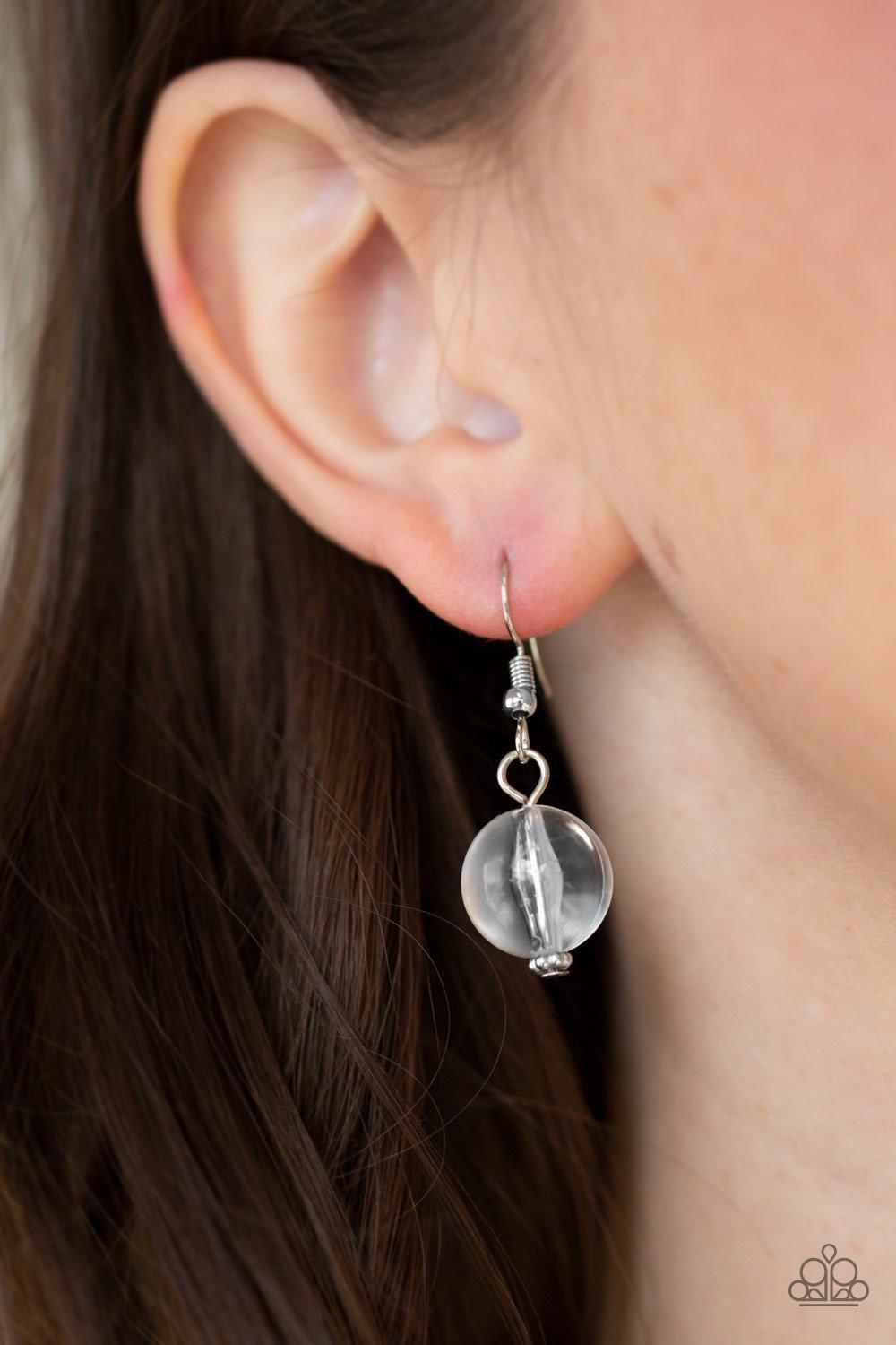 Gorgeously Globetrotter White Necklace - Paparazzi Accessories - free matching earrings -CarasShop.com - Paparazzi Jewelry by Cara Jewels