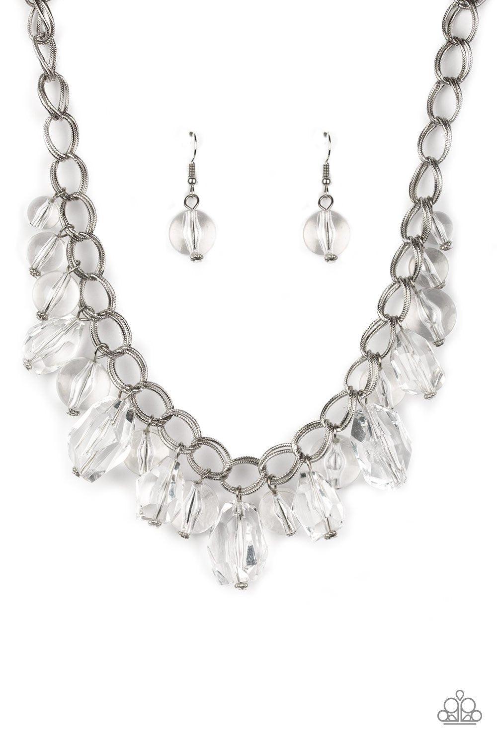 Gorgeously Globetrotter White Necklace - Paparazzi Accessories- lightbox - CarasShop.com - Paparazzi Jewelry by Cara Jewels