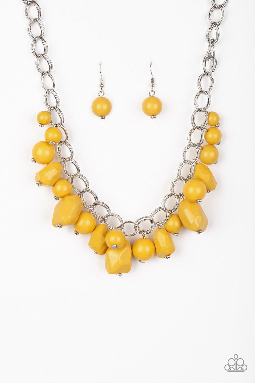 Gorgeously Globetrotter Yellow Necklace - Paparazzi Accessories- lightbox - CarasShop.com - Paparazzi Jewelry by Cara Jewels