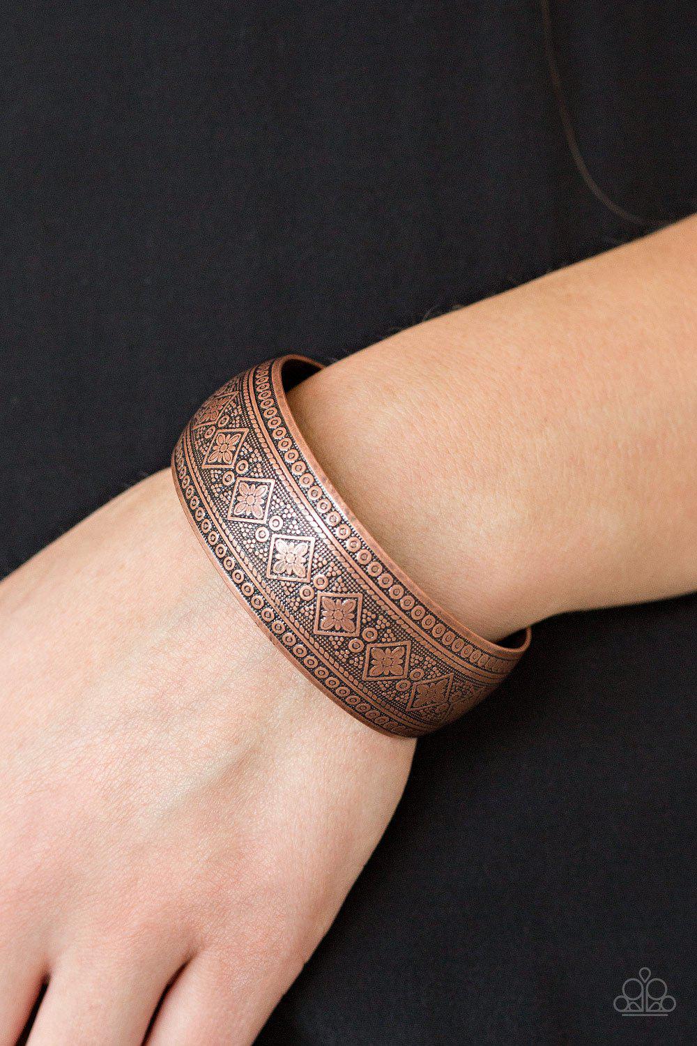 Gorgeously Gypsy Copper Cuff Bracelet - Paparazzi Accessories- lightbox - CarasShop.com - Paparazzi Jewelry by Cara Jewels