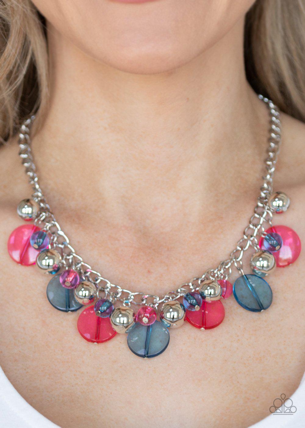 Gossip Glam Multi-color Pink and Blue Necklace - Paparazzi Accessories- lightbox - CarasShop.com - Paparazzi Jewelry by Cara Jewels