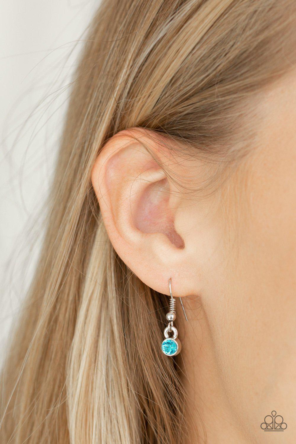 Got It On Lock - Blue Vintage Key Necklace - Paparazzi Accessories - free matching earrings -CarasShop.com - Paparazzi Jewelry by Cara Jewels