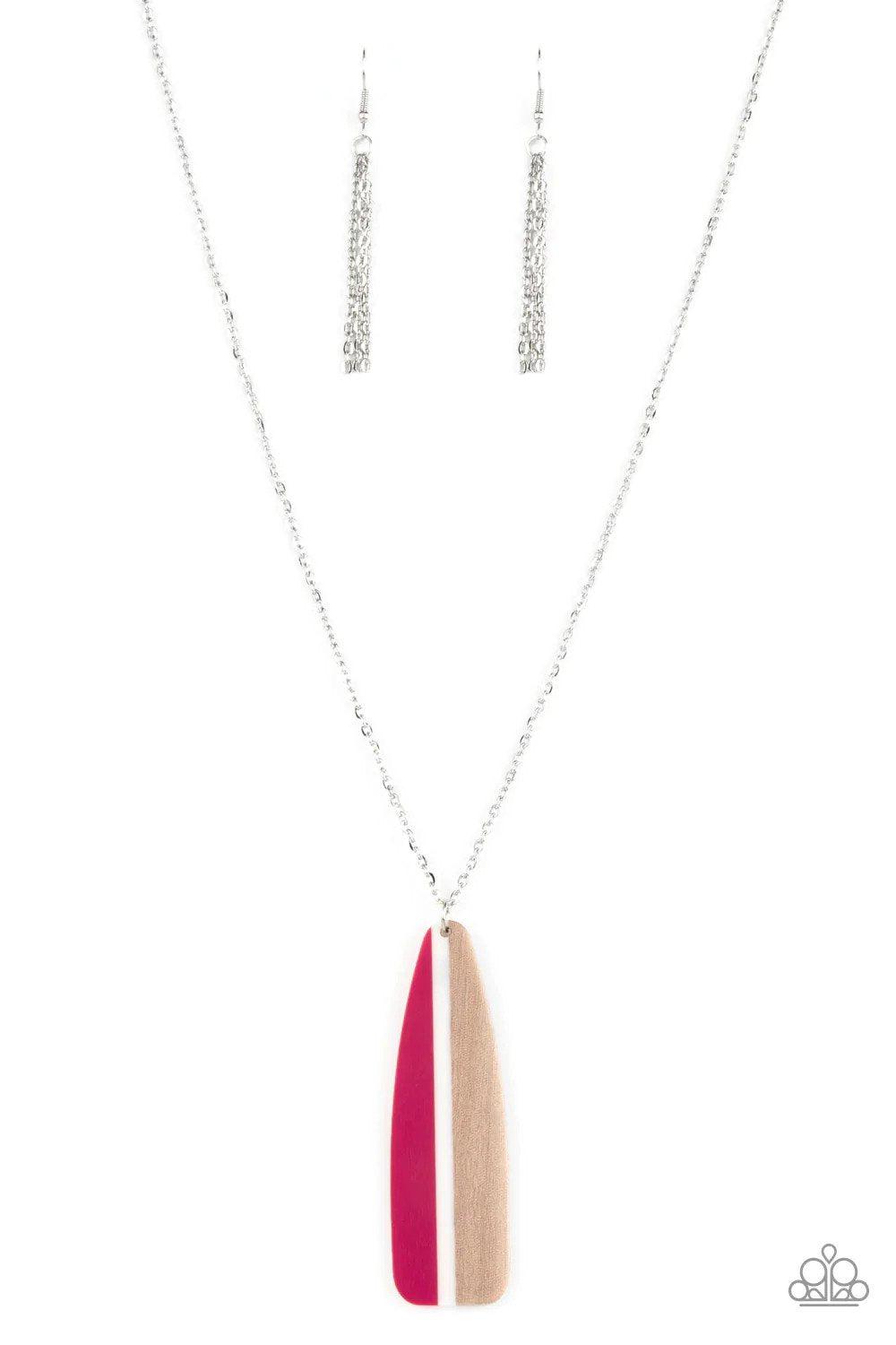 Grab a Paddle Pink Wood Necklace - Paparazzi Accessories- lightbox - CarasShop.com - Paparazzi Jewelry by Cara Jewels