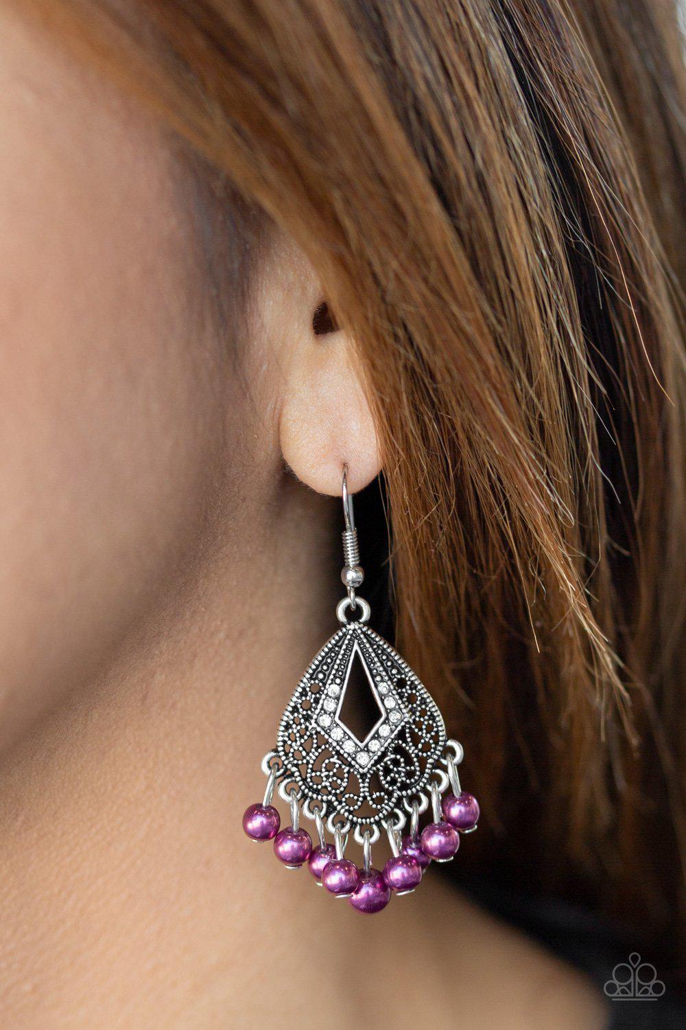 Gracefully Gatsby Purple Earrings - Paparazzi Accessories- lightbox - CarasShop.com - Paparazzi Jewelry by Cara Jewels
