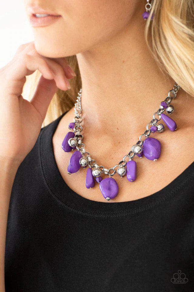 Grand Canyon Grotto Purple Necklace - Paparazzi Accessories- on model - CarasShop.com - Paparazzi Jewelry by Cara Jewels